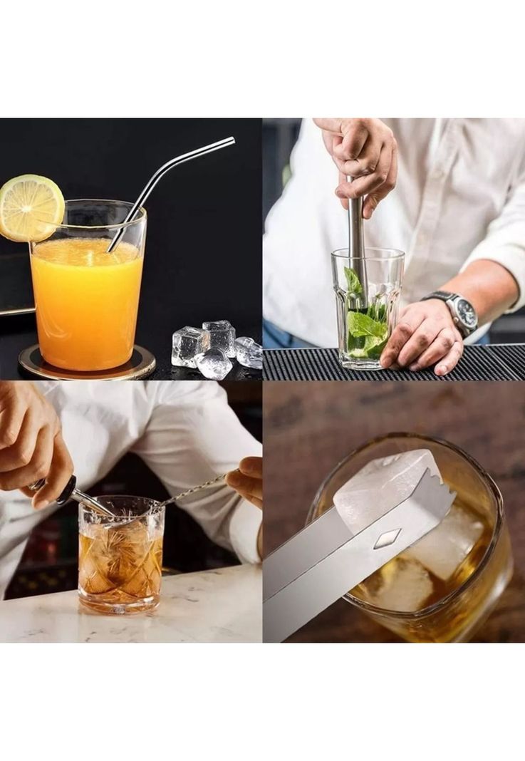 Kit Juego Coctelera Profesional Bar 8 Piezas Acero Inoxidable-4