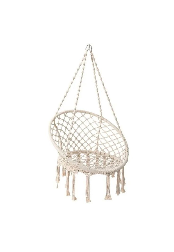 Hamaca Silla Columpio Algodón Blanco 80 x 70 CM-1