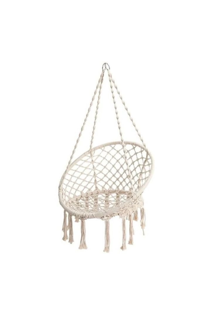 Hamaca Silla Columpio Algodón Blanco 80 x 70 CM-0