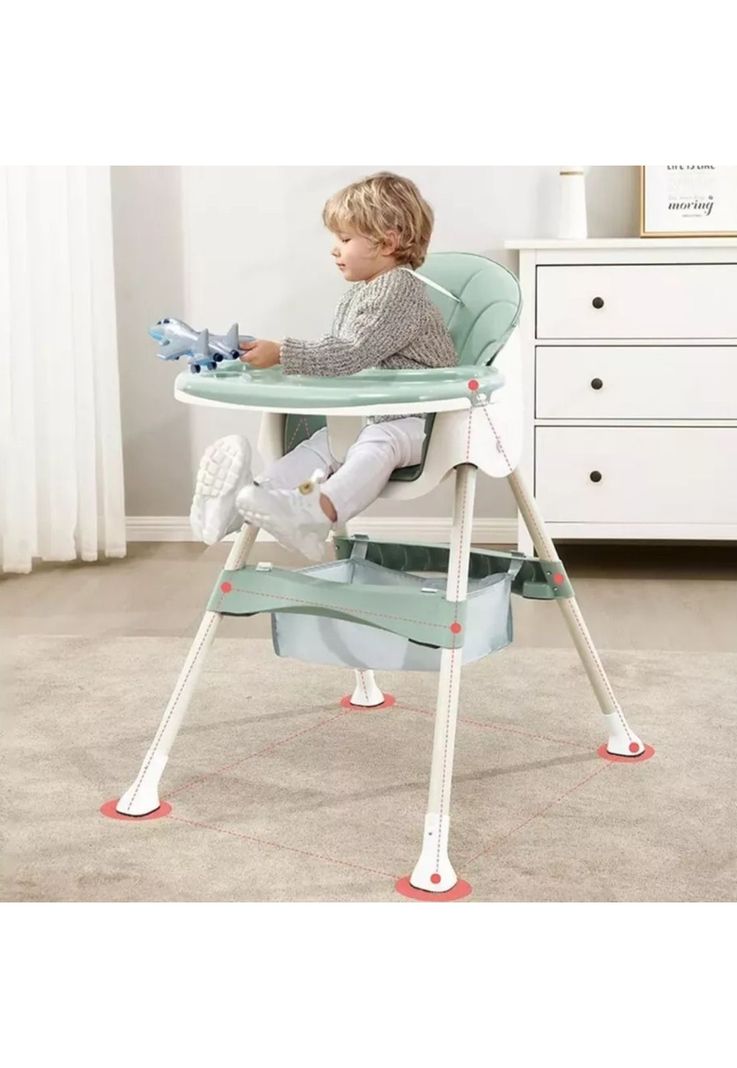 Silla Comer Infantil Seguridad 2 En 1 Verde-2