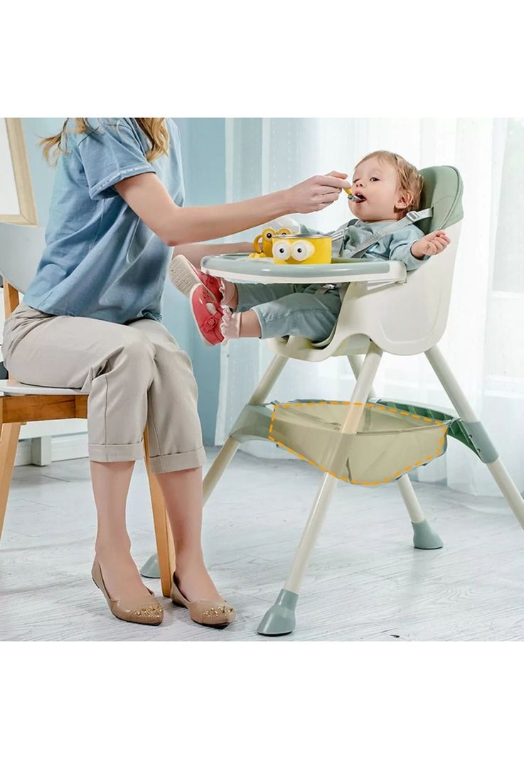 Silla Comer Infantil Seguridad 2 En 1 Verde-4