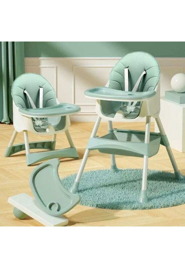 Silla Comer Infantil Seguridad 2 En 1 Verde-5