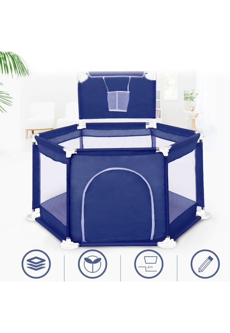 Piscina Corral Infantil Bebe Estimulación Pelotas 125x65 CM Azul-4