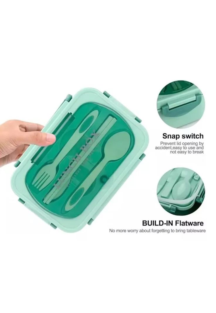 Tupper Contenedor Microondas Alimentos Servicio Verde-3