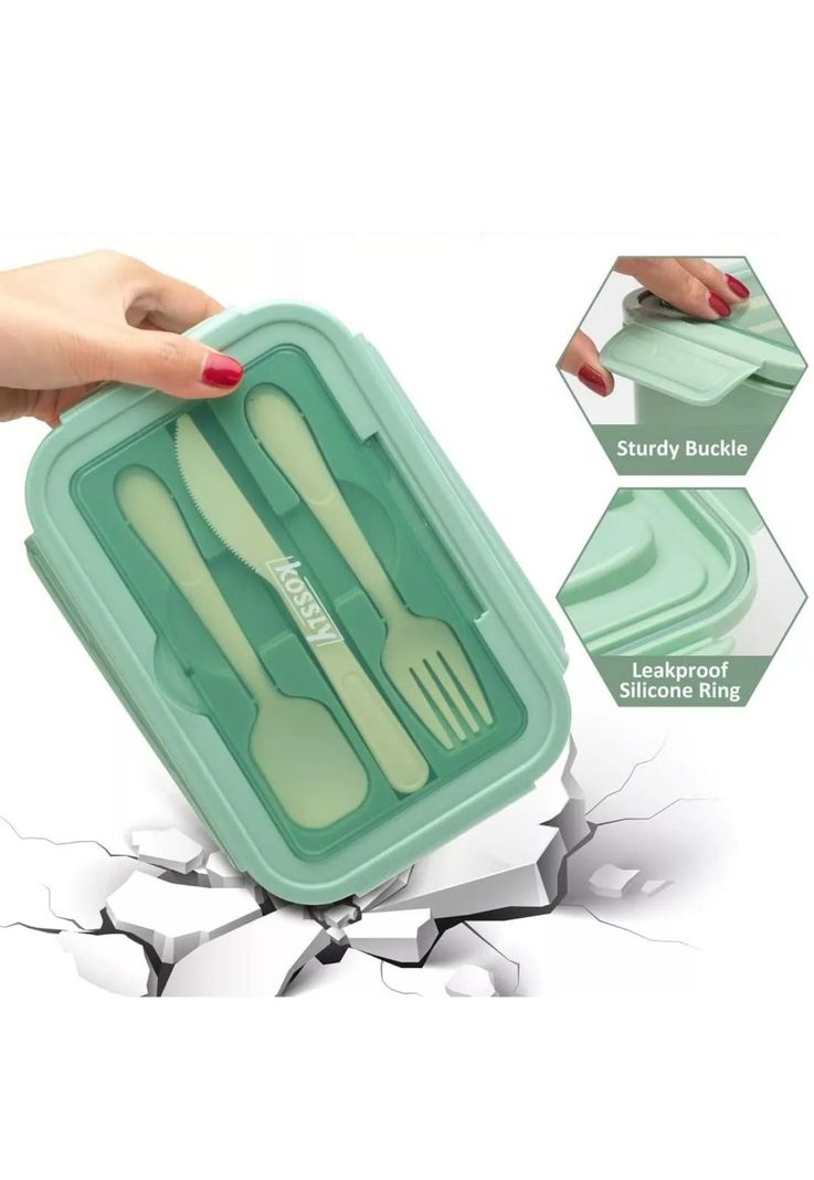 Tupper Contenedor Microondas Alimentos Servicio Verde-5
