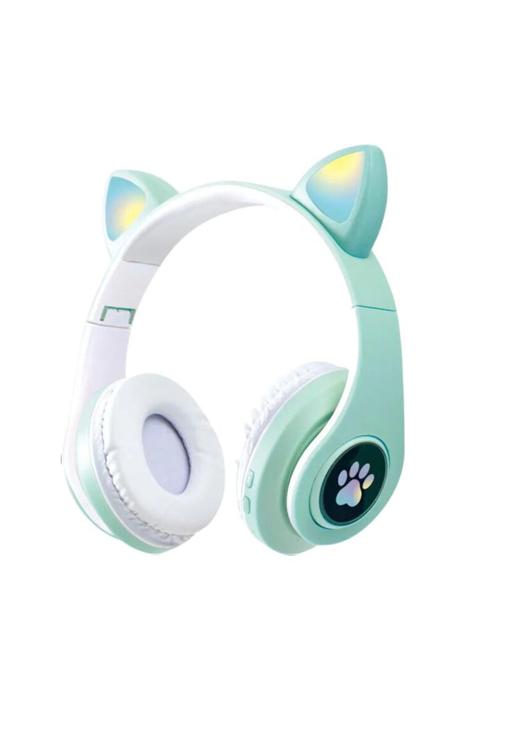 Audífonos inalámbrico Orejas Gato LED Wireless Bluetooth Verde-0