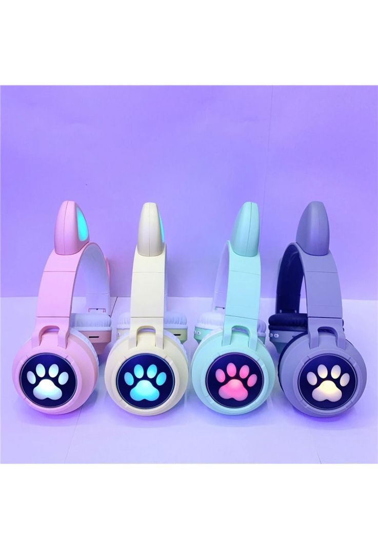 Audífonos inalámbrico Orejas Gato LED Wireless Bluetooth Verde-2