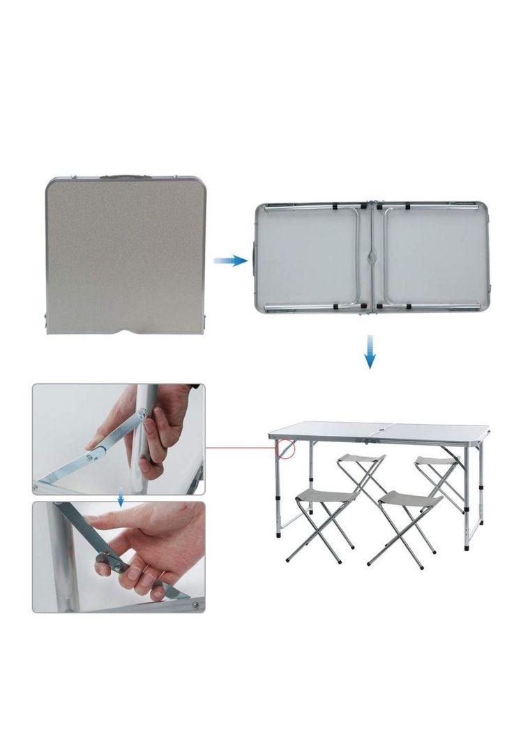 Mesa Camping Plegable Simple 120x60 CM 4 Sillas-7