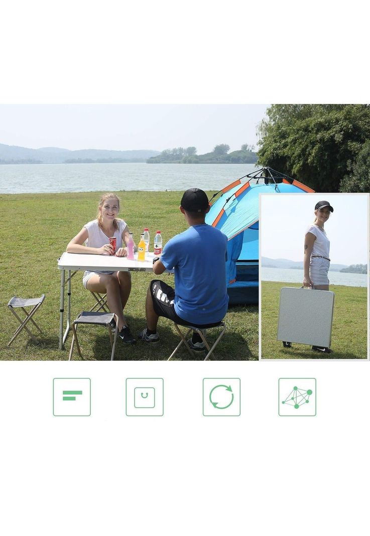 Mesa Camping Plegable Simple 120x60 CM 4 Sillas-9