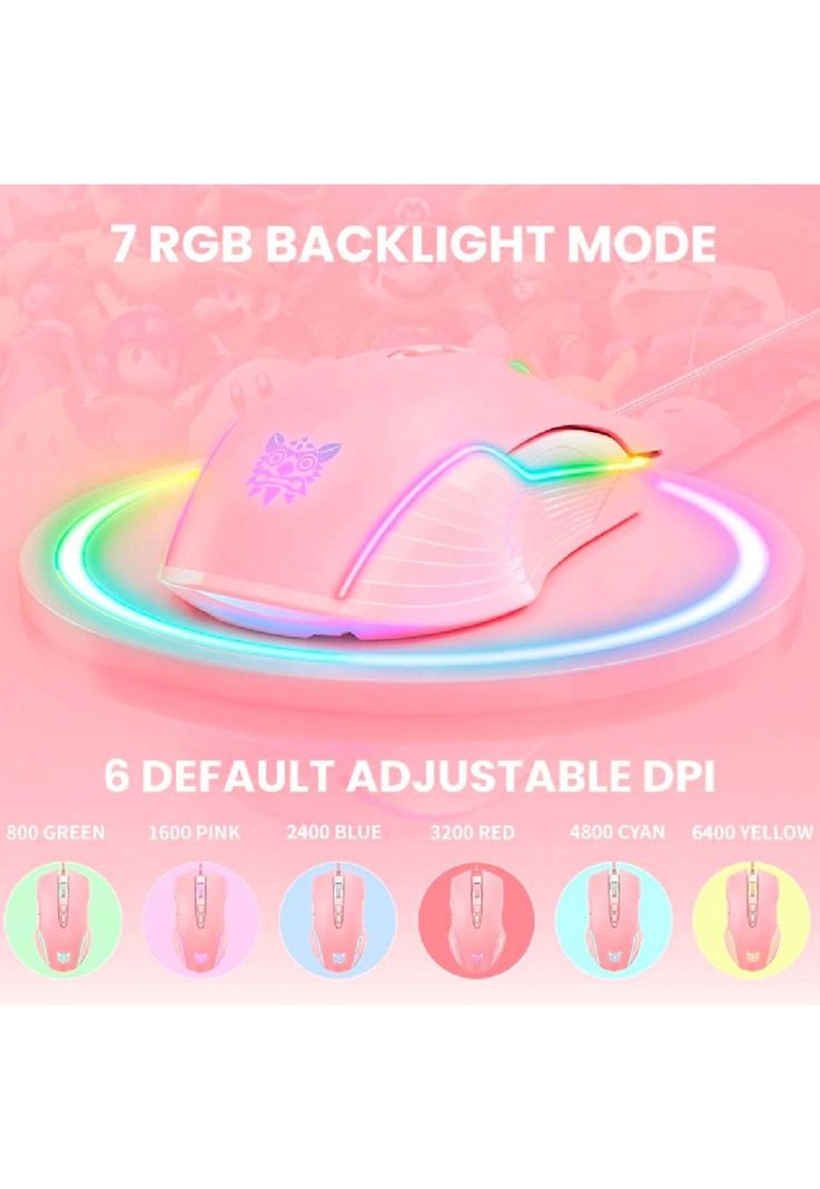 Mouse Gamer Rosado LED RGB-3
