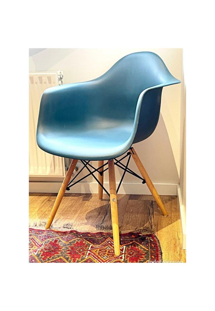 Silla Comedor Eames Hogar Butaca Estructura Color Turquesa-4