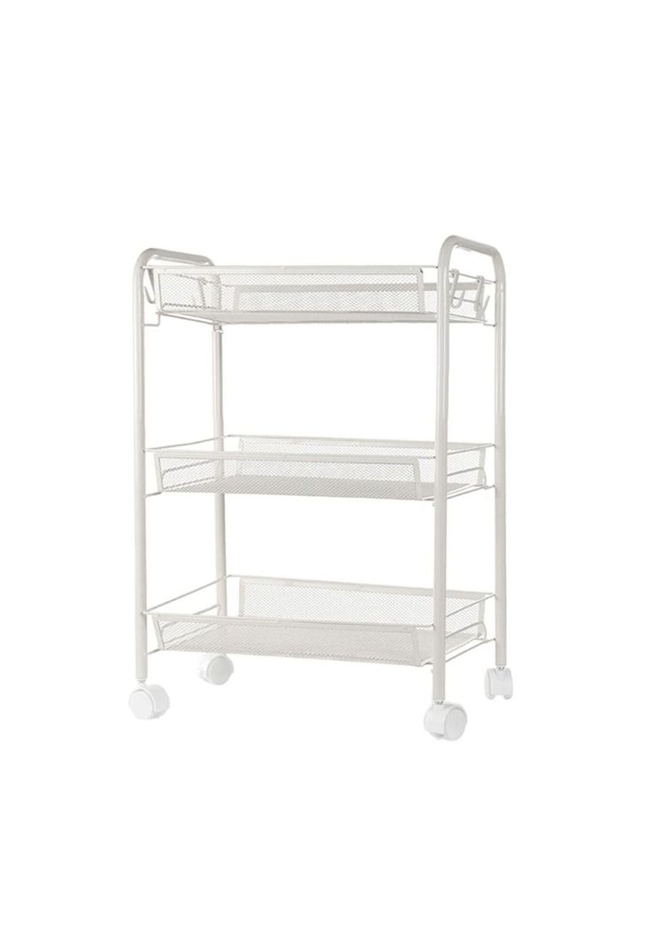 Organizador Repisa 3 Niveles Ruedas Metal Blanco 63x27x45 CM-4