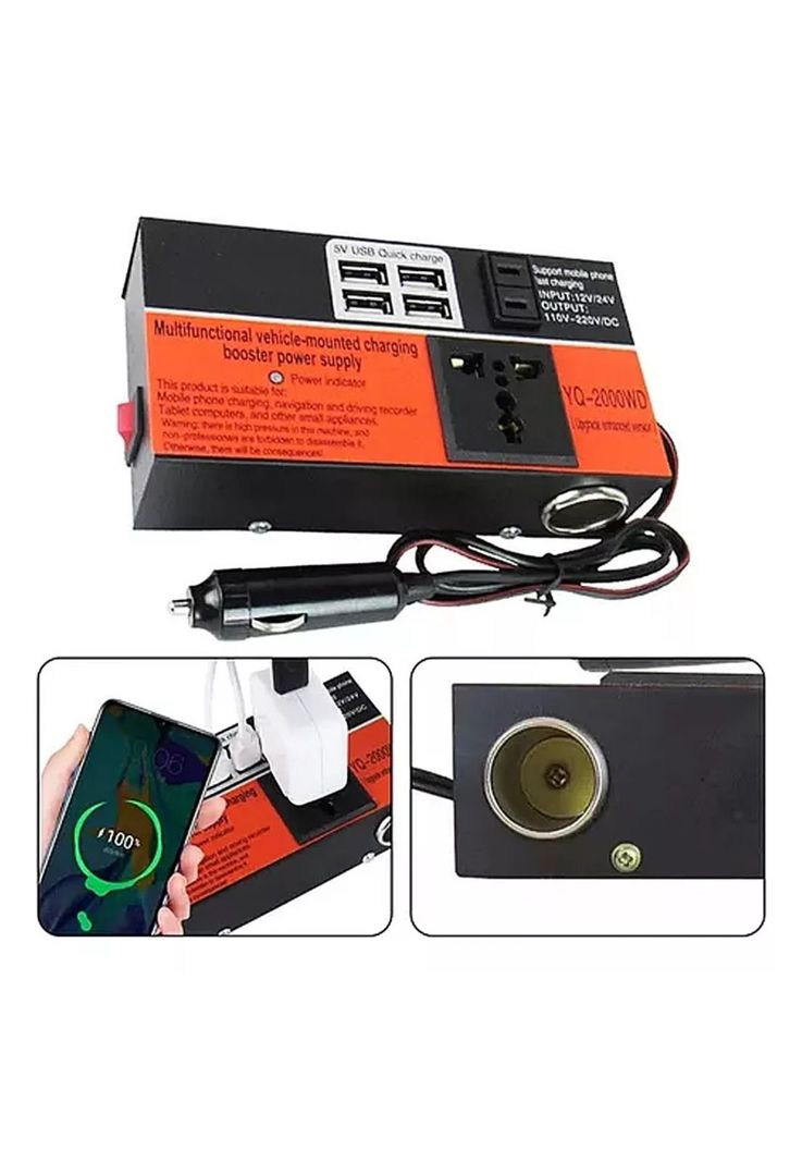 Inversor Vaje Auto Convertidor Corriente Multipropósito 12 V 220V 1.5K-3
