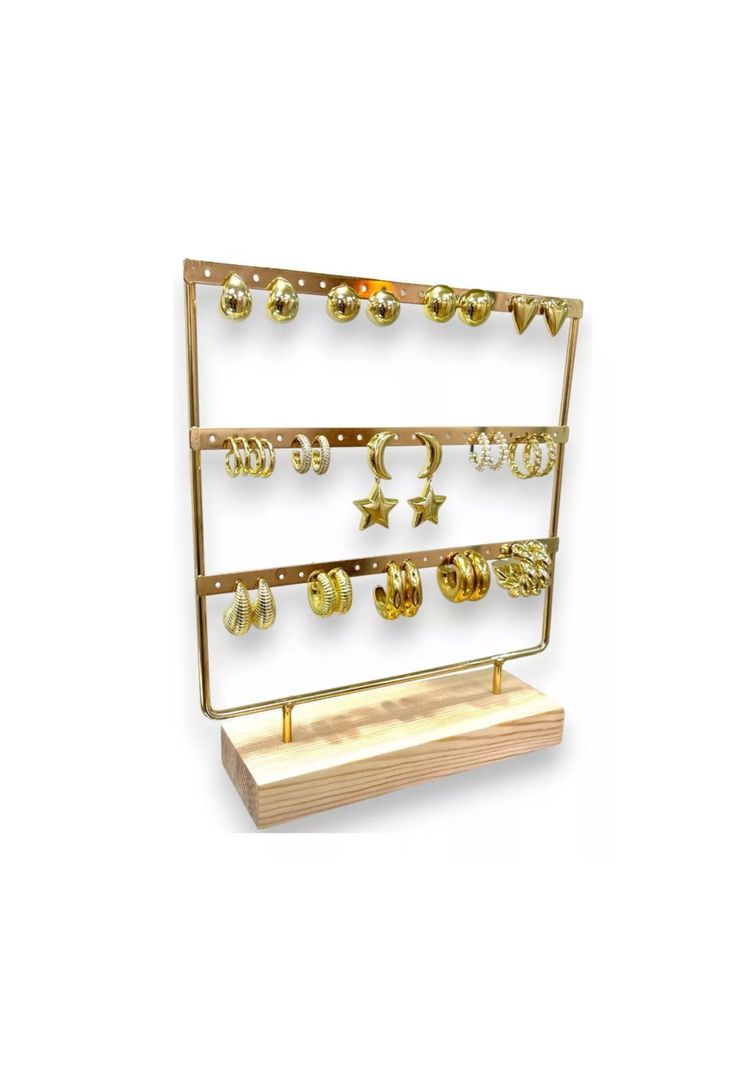Joyero Exhibidor 36 Pares Aros Madera Metal-4