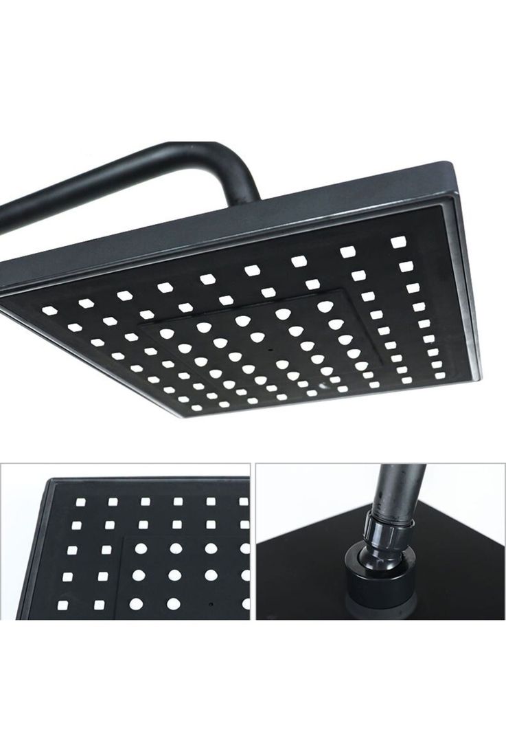 Ducha Columna Llave Monomando Moderna Cuadrada Acero Negro-2
