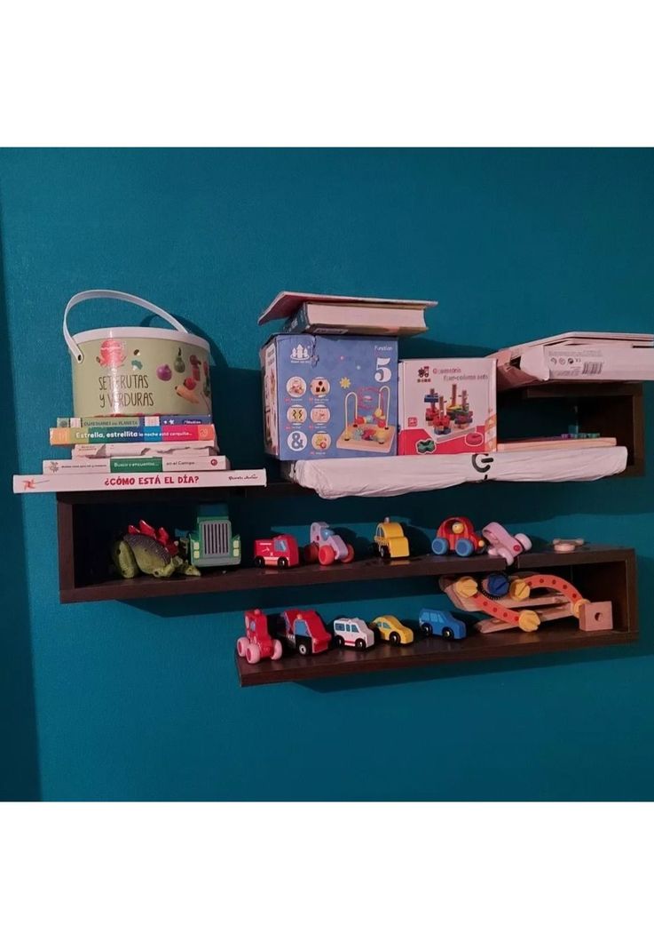 Juego Repisas Flotantes Madera Geo Café 95x45x15 CM-4