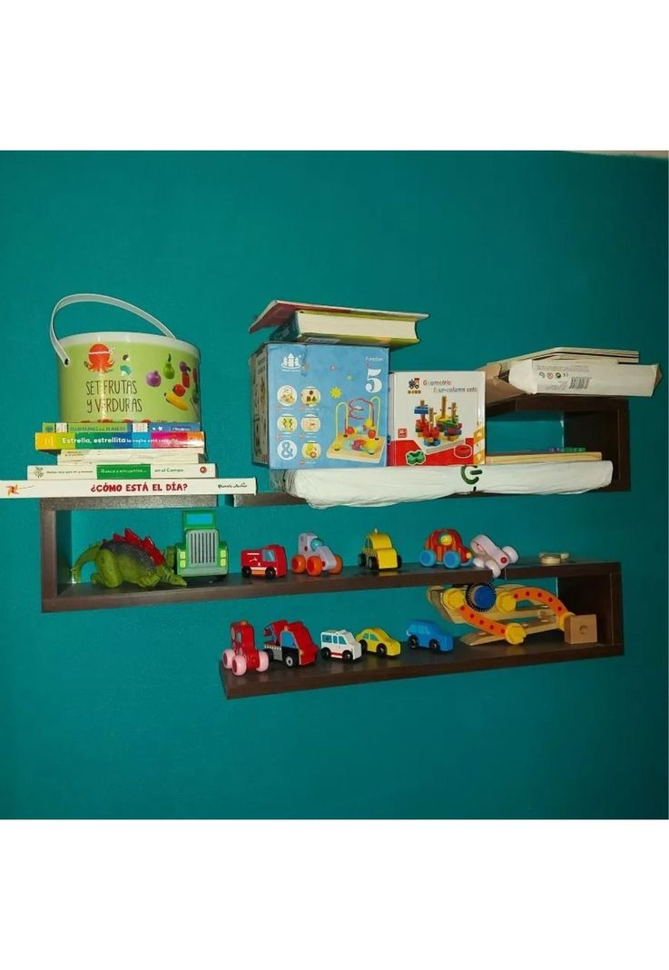 Juego Repisas Flotantes Madera Geo Café 95x45x15 CM-5