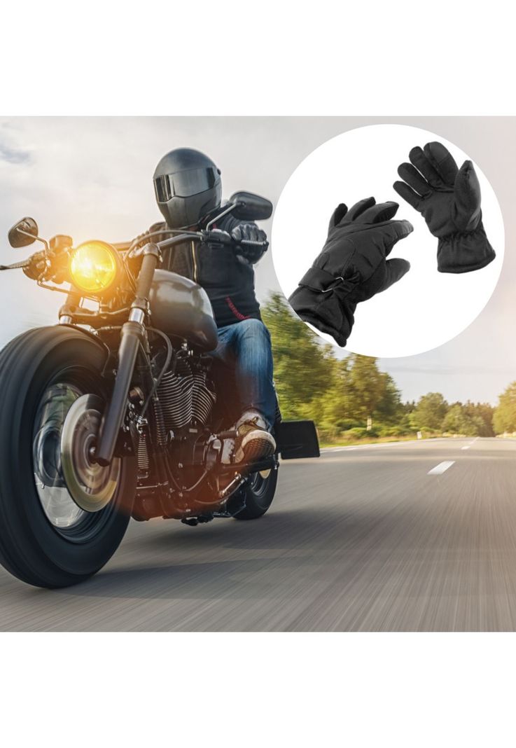 Guante Cuero Moto Gripe Deluxe Negro-5