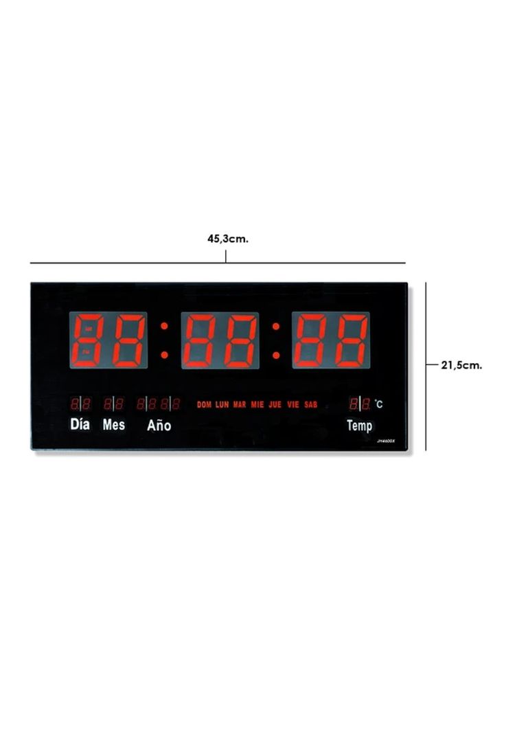 Reloj Digital LED Pared Hora Fecha Temperatura 47x23x3 CM-3