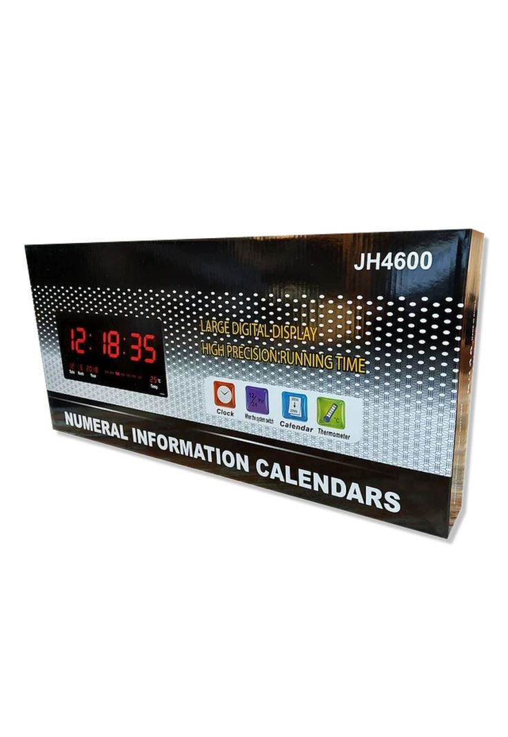 Reloj Digital LED Pared Hora Fecha Temperatura 47x23x3 CM-4
