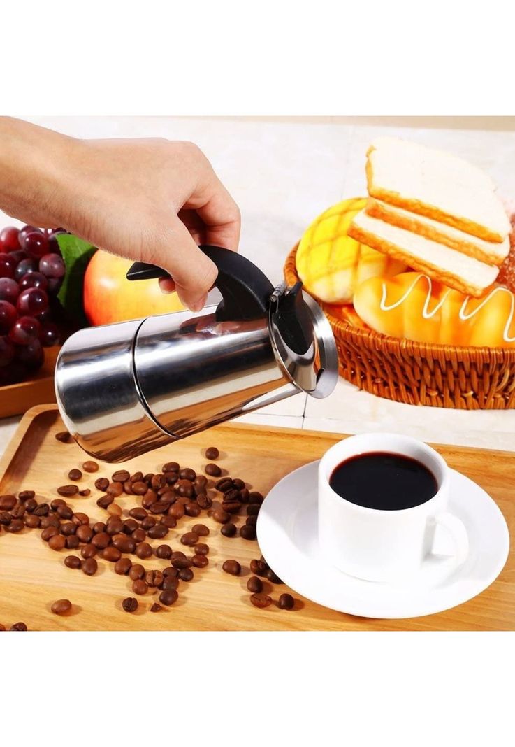 Cafetera Italiana Acero Inoxidable 6 Tazas 300 ML-4