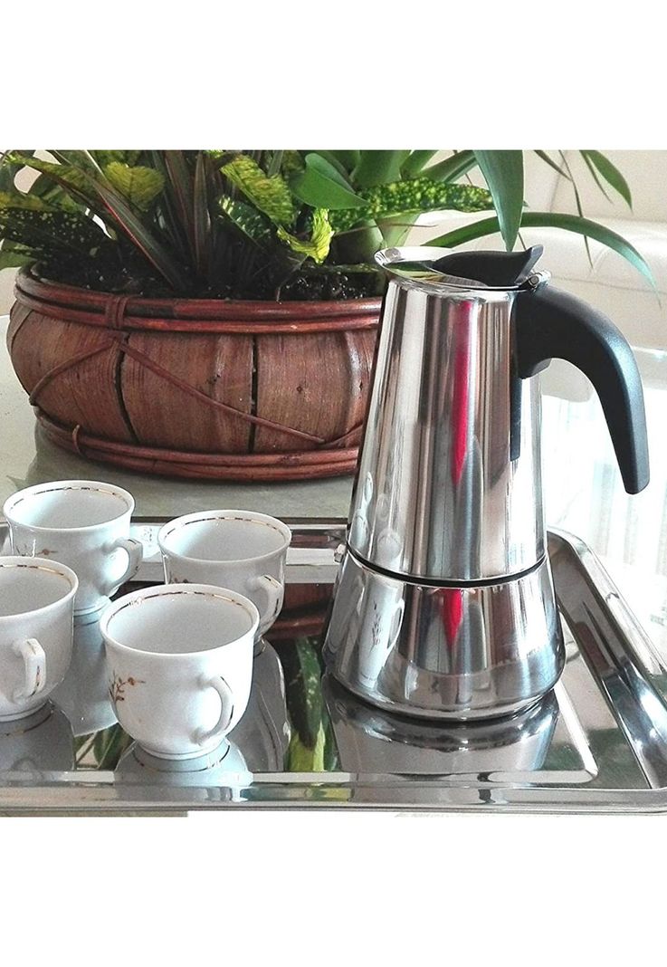 Cafetera Italiana Acero Inoxidable 6 Tazas 300 ML-5