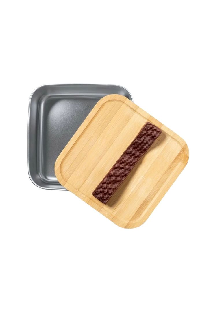 Contenedor Tupper Hermético Cuadrado Acero Inox. Bambú Tusvik 1400 ML-1
