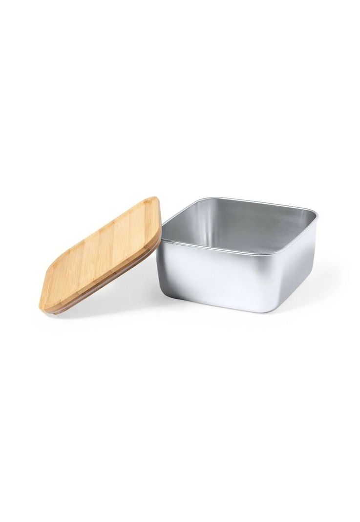 Contenedor Tupper Hermético Cuadrado Acero Inox. Bambú Tusvik 1400 ML-3