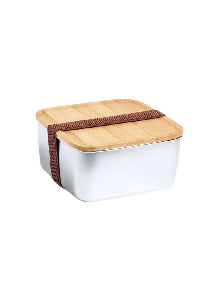 Contenedor Tupper Hermético Cuadrado Acero Inox. Bambú Tusvik 1400 ML-4