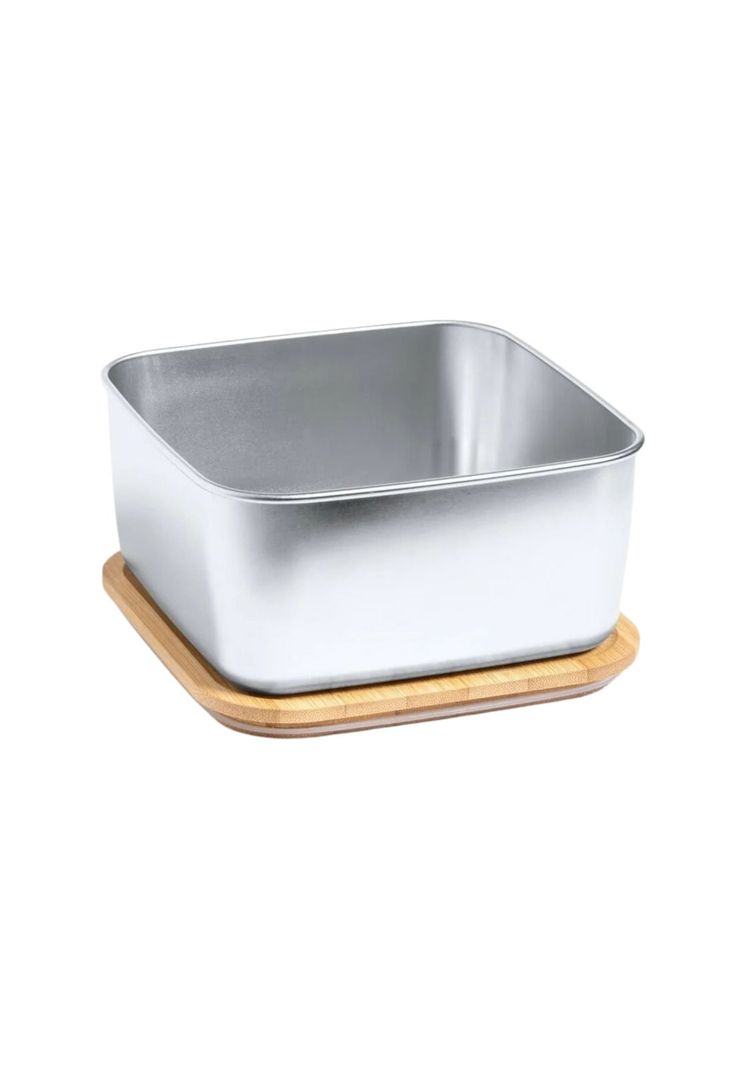 Contenedor Tupper Hermético Cuadrado Acero Inox. Bambú Tusvik 1400 ML-5