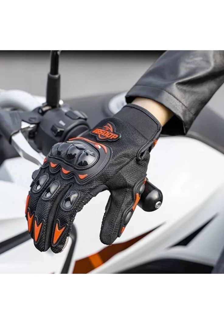 Guante Moto Bicicleta Naranjo Touch Premium-5