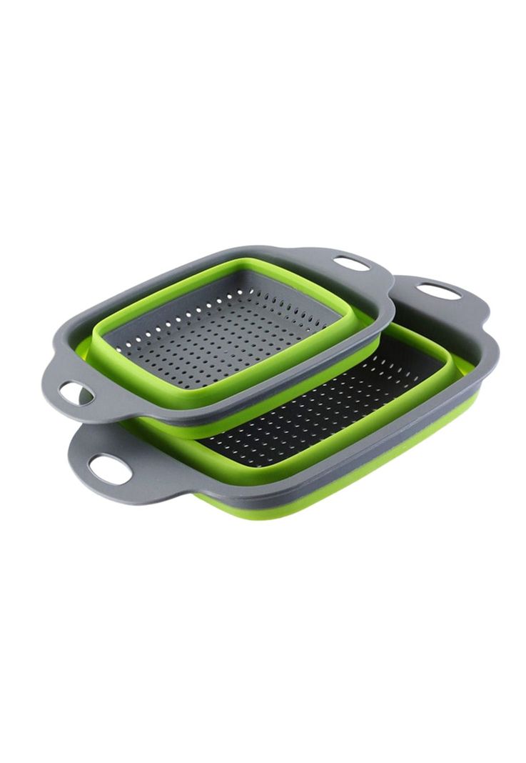 Pack 2 Coladores Escurridor Rectangular Cocina Verde-0