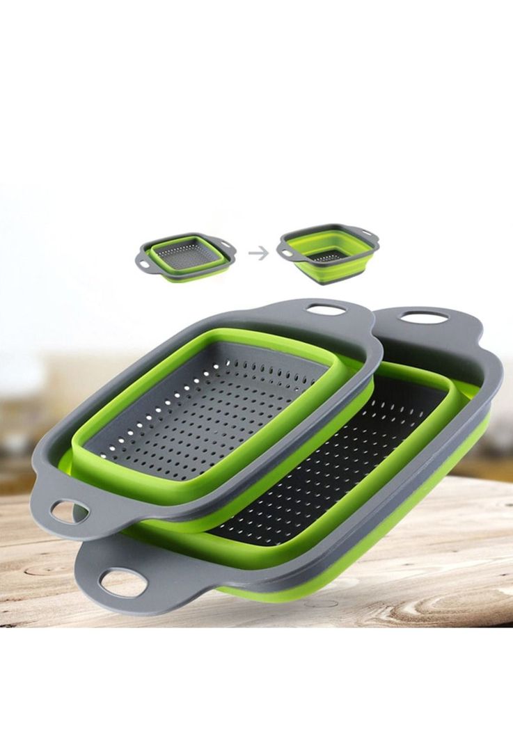 Pack 2 Coladores Escurridor Rectangular Cocina Verde-2