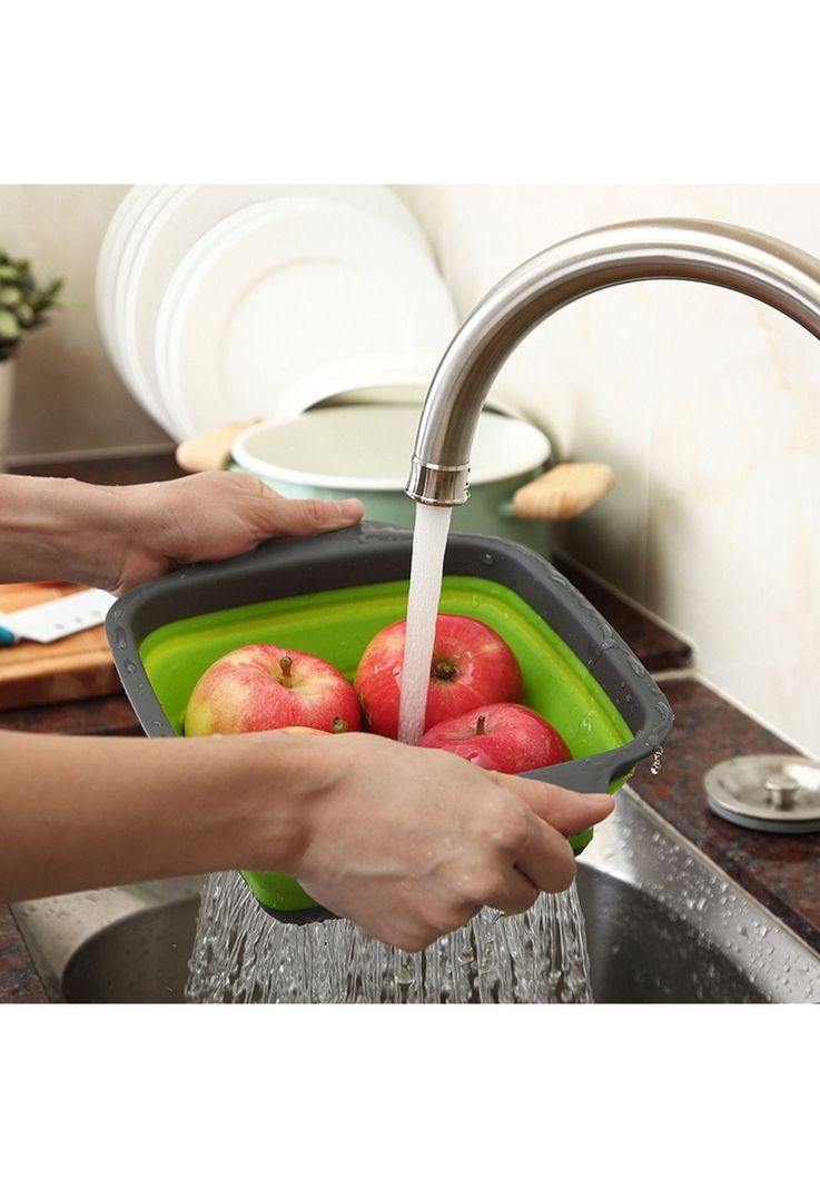 Pack 2 Coladores Escurridor Rectangular Cocina Verde-4