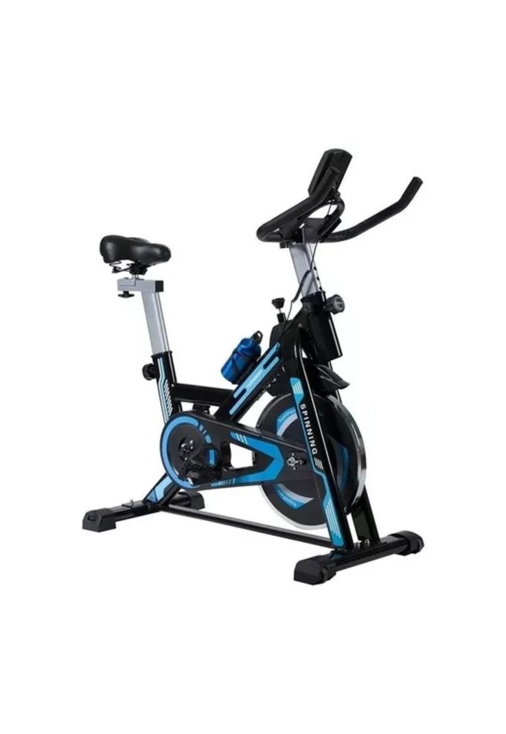 Bicicleta Estática Spinning Profesional 120 KG Azul-2