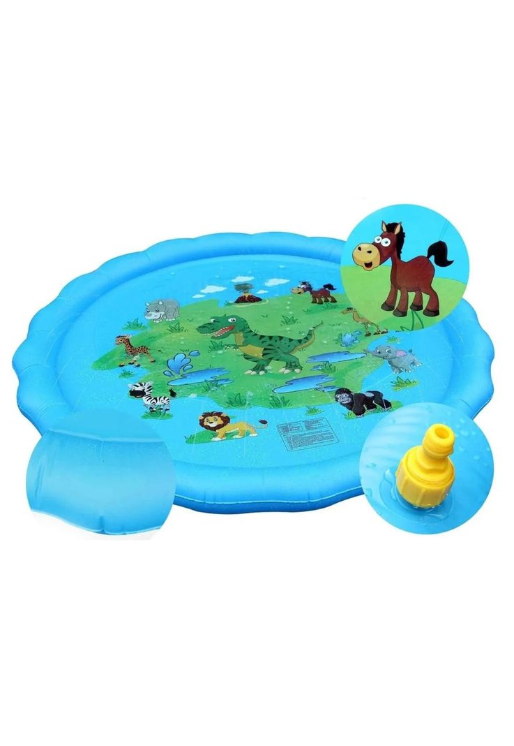 Piscina Alfombra Infantil Regadera Agua 150 CM Azul-3
