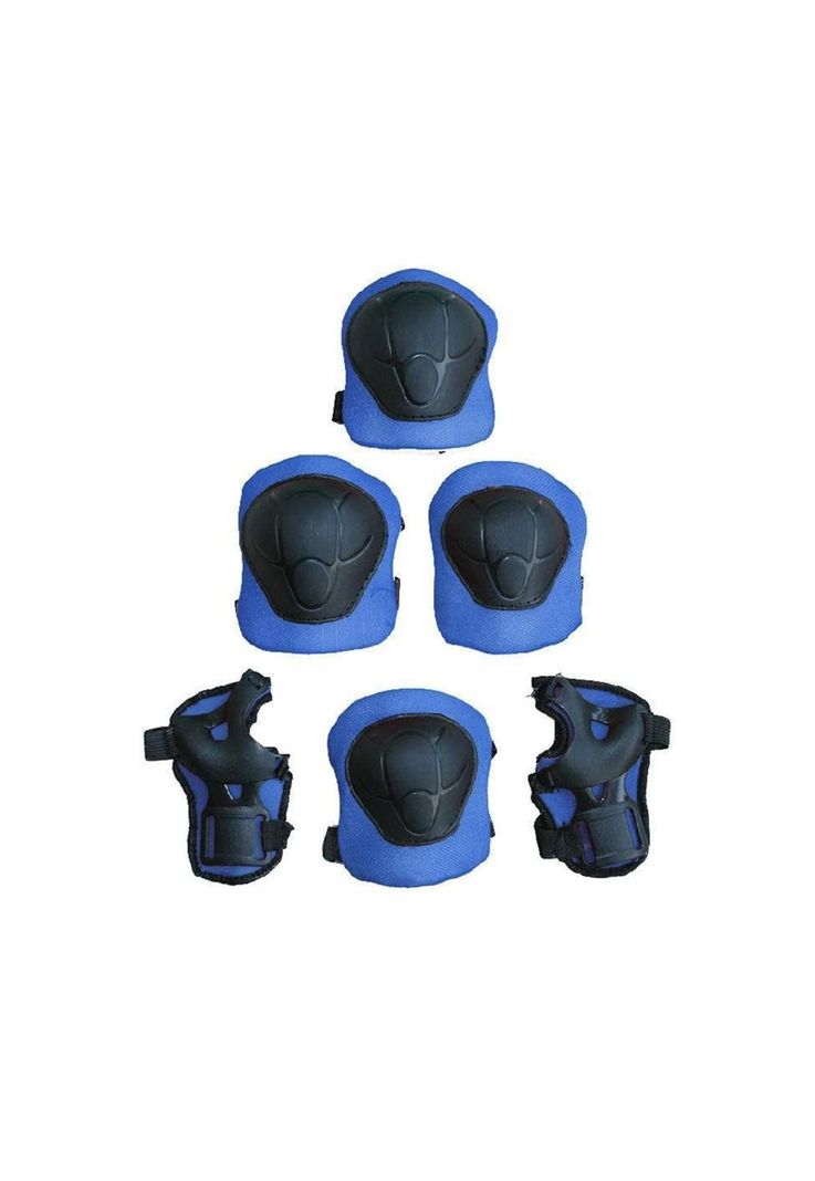 Casco Bicicleta Rodilleras Infantil Niños Anticaída Azul-3