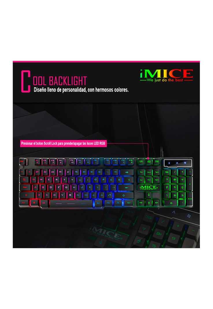 Kit Gamer Teclado + Mouse RGB Colores-4