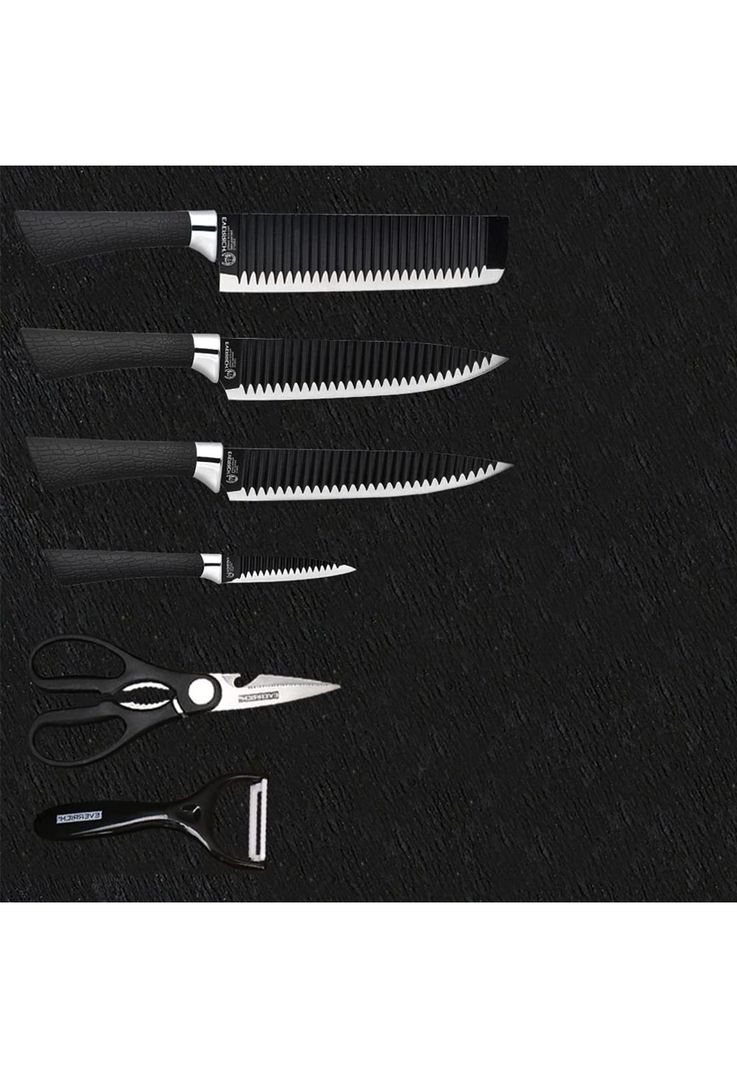 Set Cuchillo Acero Inoxidable 6 Piezas Antibacterial Negro-2