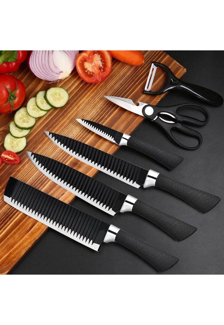 Set Cuchillo Acero Inoxidable 6 Piezas Antibacterial Negro-4