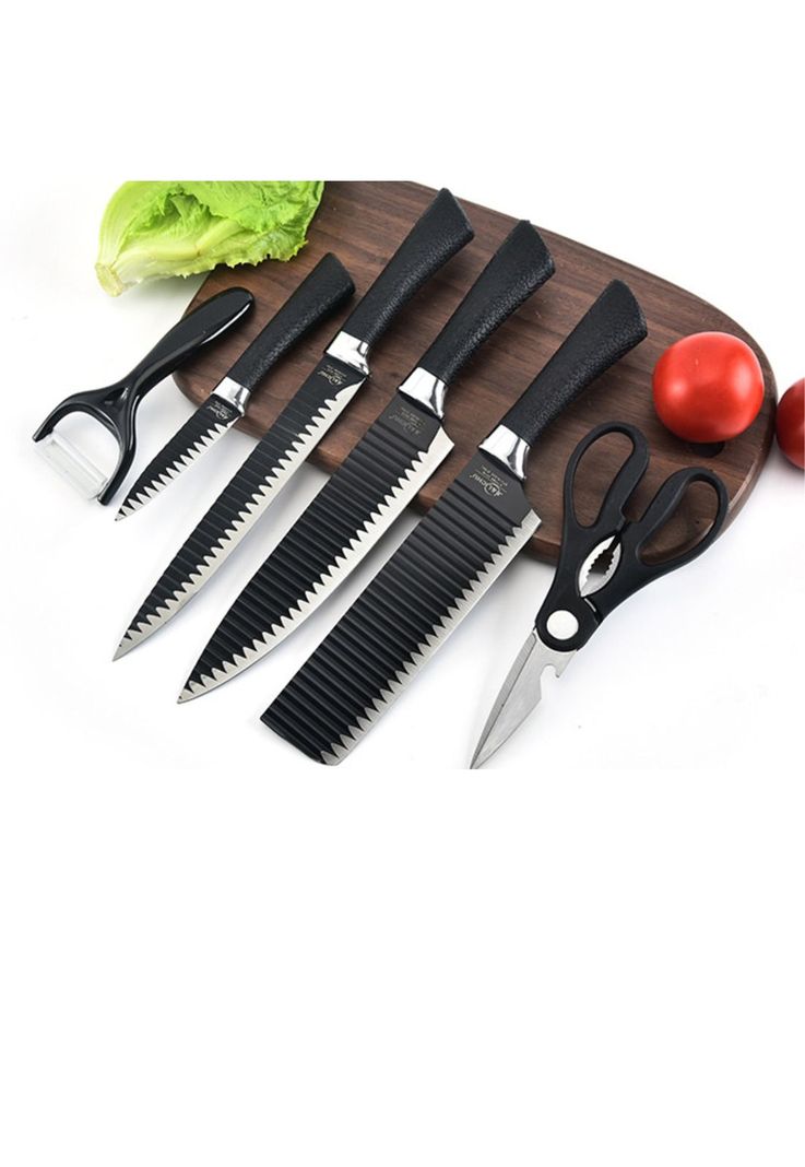 Set Cuchillo Acero Inoxidable 6 Piezas Antibacterial Negro-5