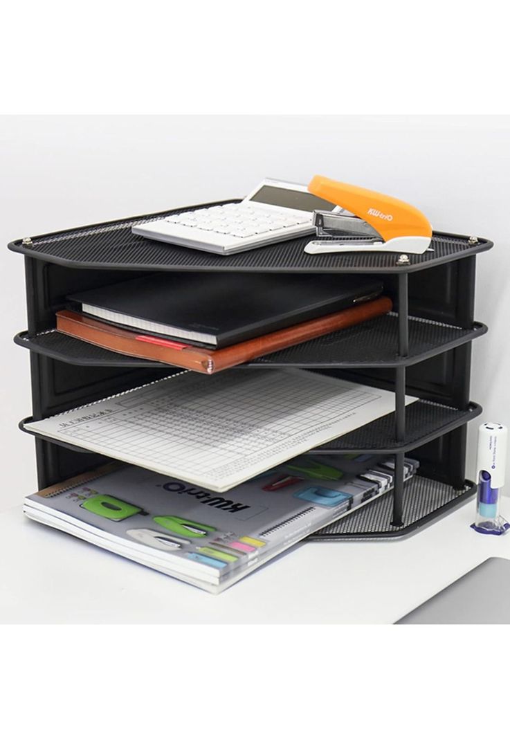 Organizador Libros Revistero Metal Escritorio 3 Niveles 31x24x29 CM-3