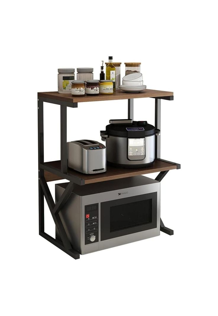 Estante Rack Cocina Microondas Organizador Negro 64x54x37 CM-1
