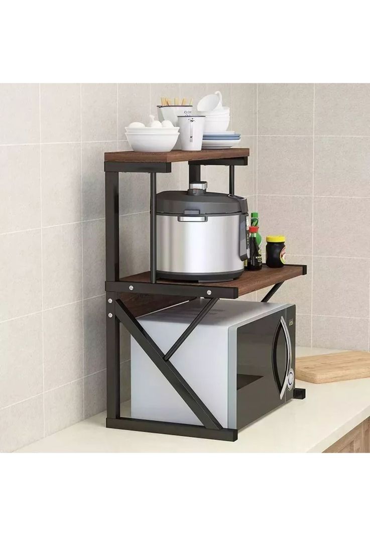 Estante Rack Cocina Microondas Organizador Negro 64x54x37 CM-3