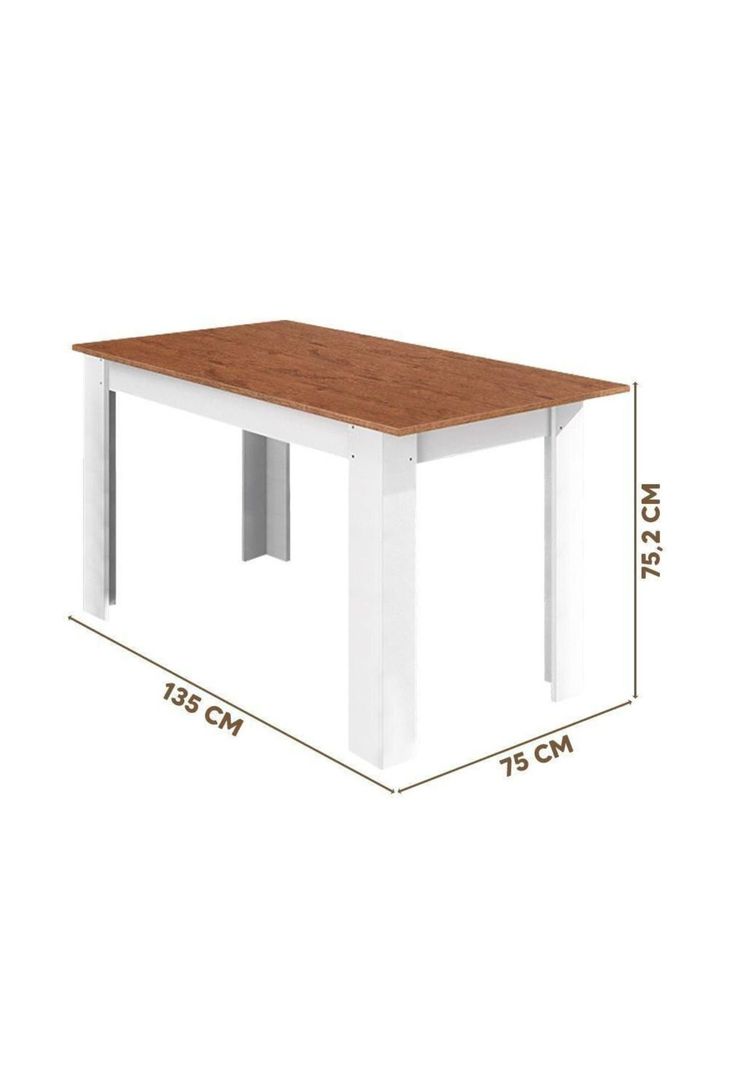 Comedor Madera 4 a 6 Personas 135x75x75 CM Blanco-1
