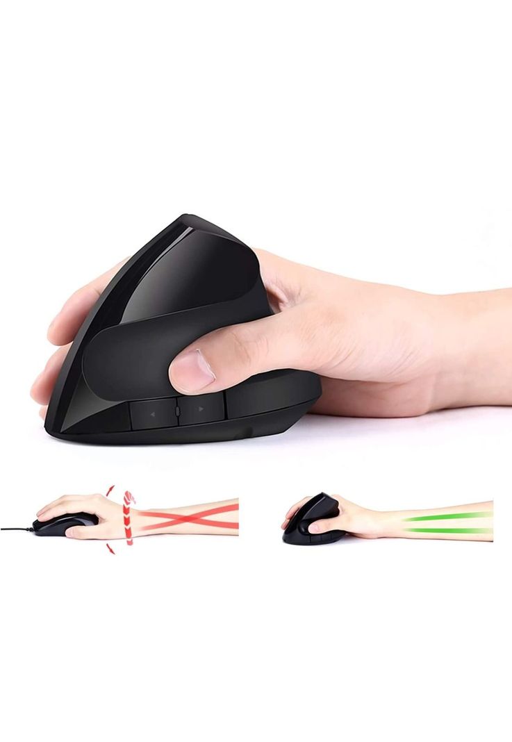 Mouse Vertical Ergonómico Recargable USB Negro-3