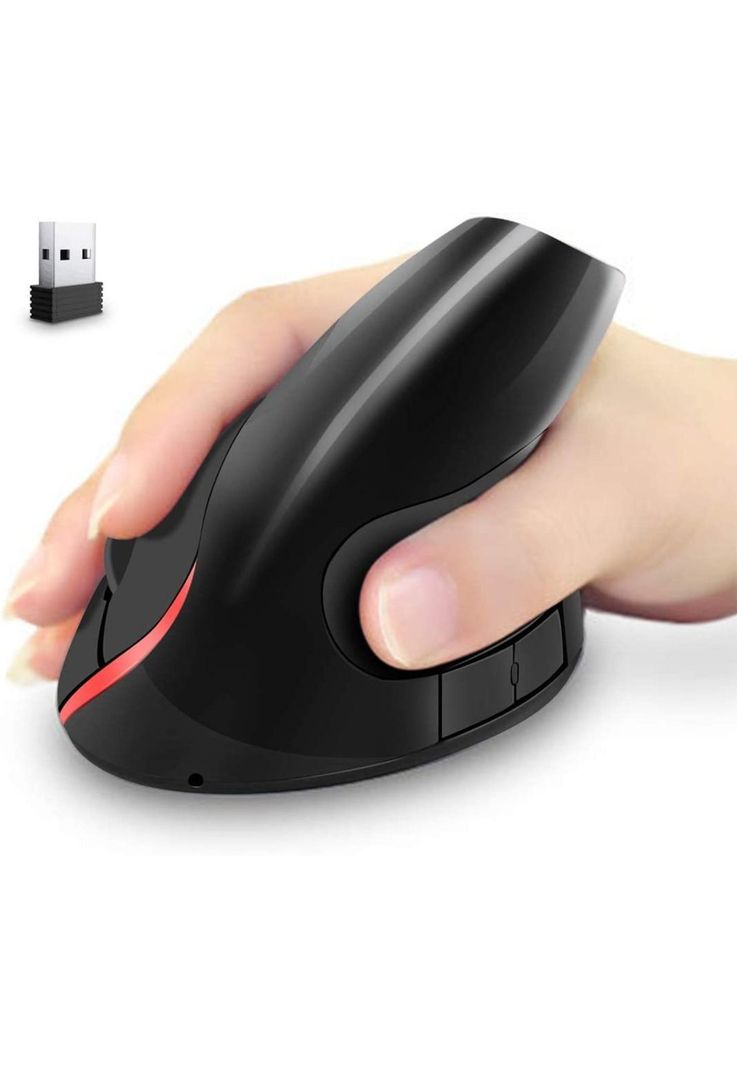 Mouse Vertical Ergonómico Recargable USB Negro-4