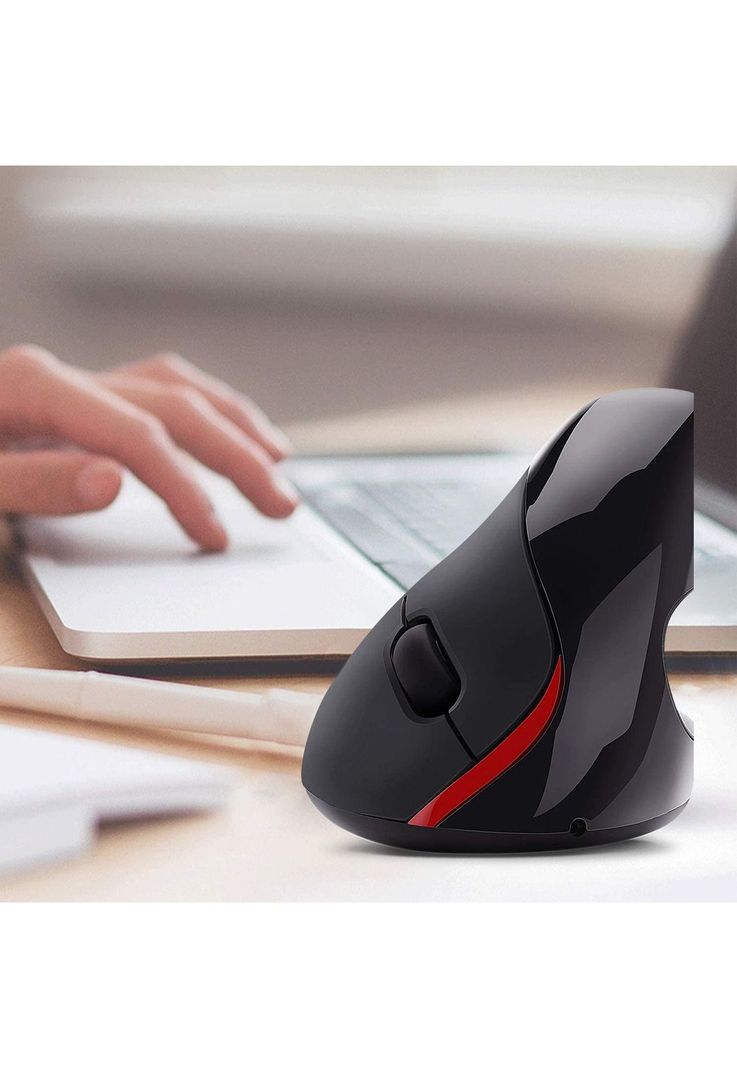 Mouse Vertical Ergonómico Recargable USB Negro-7