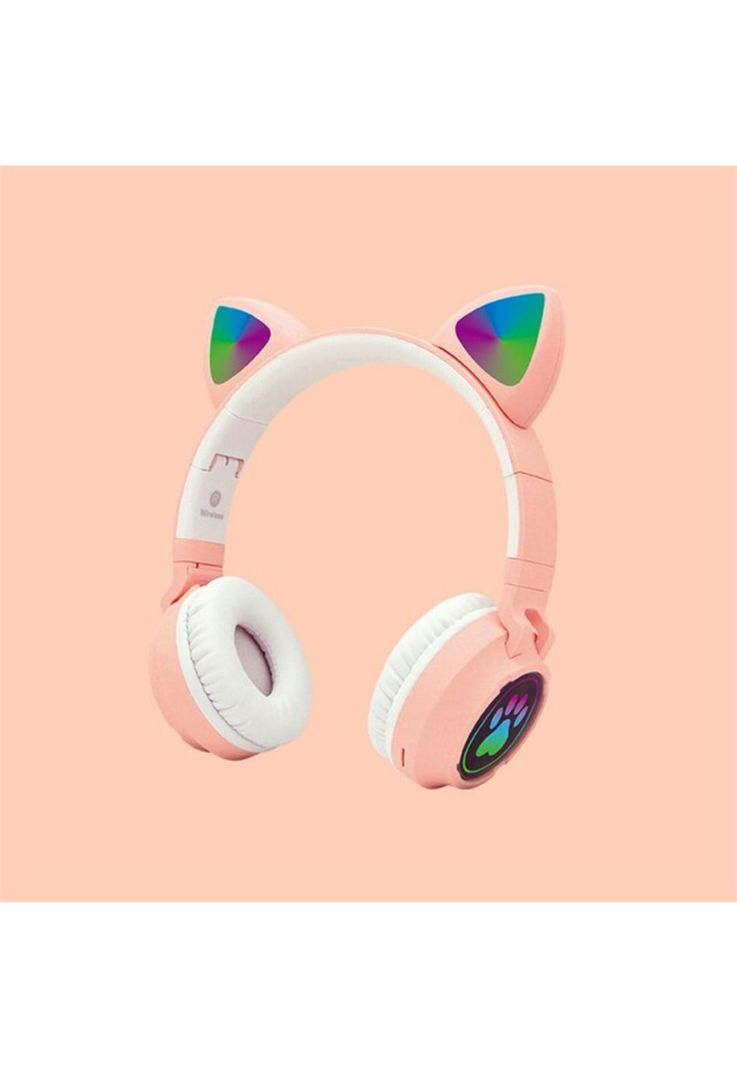 Audífonos inalámbrico Orejas Gato LED Wireless Bluetooth Rosado-2