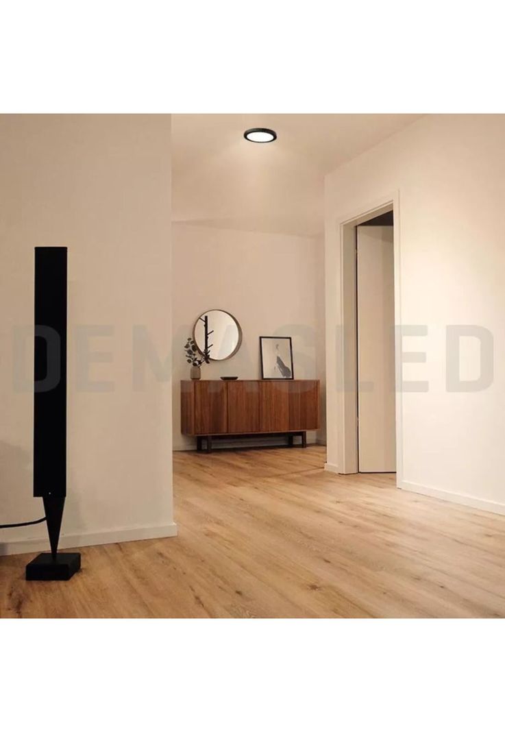Foco Panel Led Plafón Sobrepuesto Redondo Luz Cálida 220v 3000°K  Negro 30 CM-4